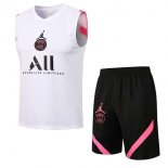 Maillot De Foot Paris Saint Germain Sans Manches Ensemble Complet 2022 Noir Blanc Rose Pas Cher