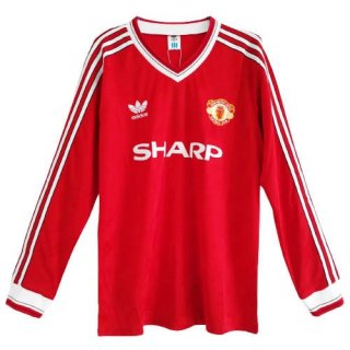 Thailande Maillot De Foot Manchester United Domicile ML Retro 1986 Rouge Pas Cher