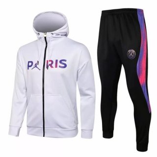 Sweat Shirt Capuche PSG 2021-2022 Blanc Purpura Noir Pas Cher