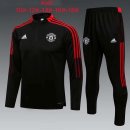 Enfant Survetement Training Manchester United 2022 Noir Rouge Pas Cher