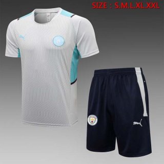 Maillot De Foot Entrainement Manchester City Ensemble Complet 2022 Gris Pas Cher