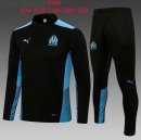 Enfant Survetement Training Marseille 2022 Noir Bleu Pas Cher