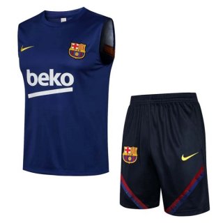 Maillot De Foot Barcelone Ensemble Complet Sans Manches 2022 Bleu Noir Pas Cher