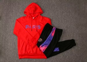 Sweat Shirt Capuche PSG 2021-2022 Rouge Noir Purpura Pas Cher