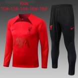 Enfant Survetement Training Liverpool 2023 Rouge Noir Pas Cher