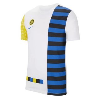 Maillot De Foot Entrainement Inter Milan 2021-2022 Blanc Bleu Jaune Pas Cher