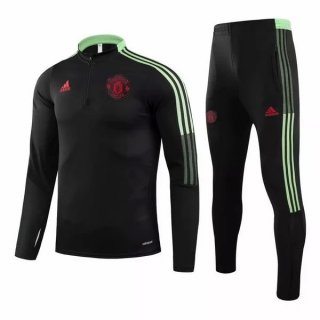 Survetement Manchester United 2021-2022 Noir Rouge Vert Pas Cher