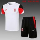 Maillot De Foot Entrainement AC Milan Ensemble Complet 2022 Blanc Noir Pas Cher