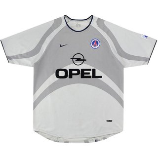 Thailande Maillot De Foot Paris Saint Germain Exterieur Retro 2001 Gris Pas Cher