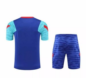 Maillot De Foot Entrainement Barcelone Ensemble Complet 2021-2022 Bleu Pas Cher