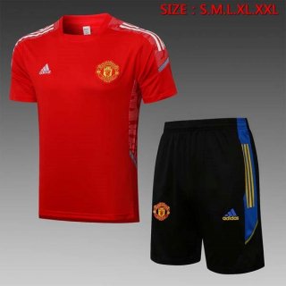 Maillot De Foot Entrainement Manchester United Ensemble Complet 2022 Rouge Noir 1 Pas Cher