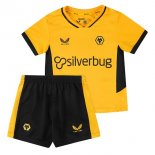 Maillot De Foot Wolves Domicile Enfant 2021-2022 Jaune Pas Cher