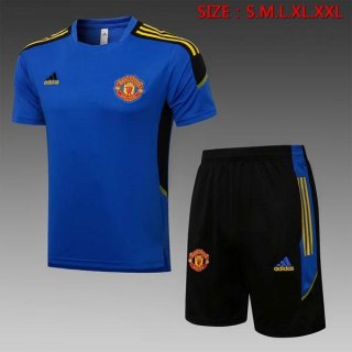 Maillot De Foot Entrainement Manchester United Ensemble Complet 2022 Bleu Noir Pas Cher