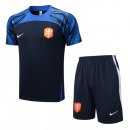 Maillot De Foot Entrainement Pays-Bas Ensemble Complet 2022-2023 Noir Bleu Pas Cher