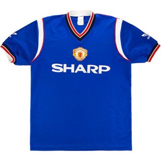 Thailande Maillot De Foot Manchester United Third Retro 1984 1986 Bleu Pas Cher