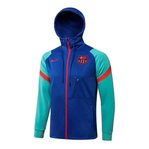 Sweat Shirt Capuche Barcelone 2022 Bleu Vert Pas Cher