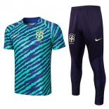 Maillot De Foot Entrainement Brésil Ensemble Complet 2022-2023 Vert Bleu Pas Cher