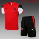 Maillot De Foot Entrainement AC Milan Ensemble Complet 2022 Rouge Noir Pas Cher