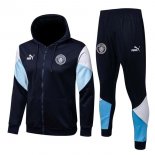 Sweat Shirt Capuche Manchester City 2022 Noir Bleu Pas Cher