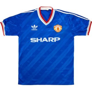 Thailande Maillot De Foot Manchester United Third Retro 1986 1988 Bleu Pas Cher