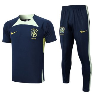 Maillot De Foot Entrainement Brésil Ensemble Complet 2022-2023 Bleu 2 Pas Cher